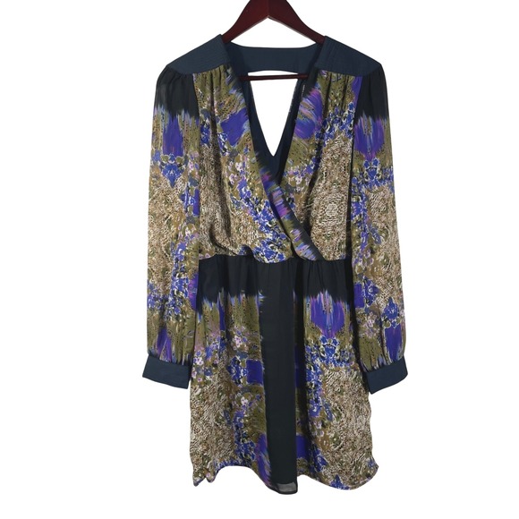 W118 by Walter Baker Abstract Floral Long Sleeve Mini Dress Cut Out Size M - Picture 1 of 10